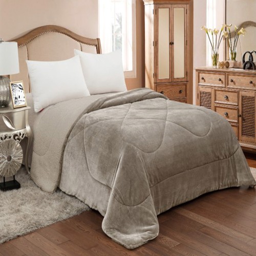 Κουβερτοπάπλωμα Μονό 160x220 AdamHome 809 Taupe