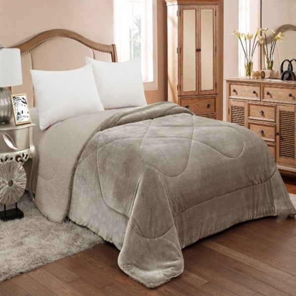 Κουβερτοπάπλωμα Μονό 160x220 AdamHome 809 Taupe