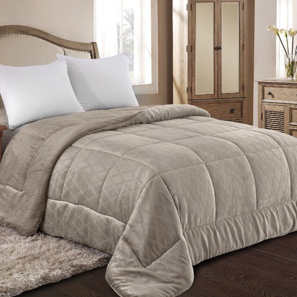 Κουβερτοπάπλωμα Υπέρδιπλο 220x240 AdamHome 812 Taupe