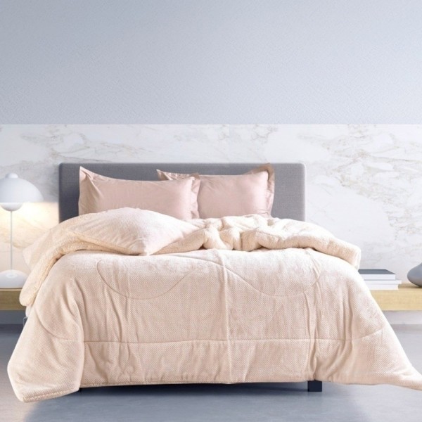 Κουβερτοπάπλωμα Μονό 160x220 AdamHome 833 Ecru