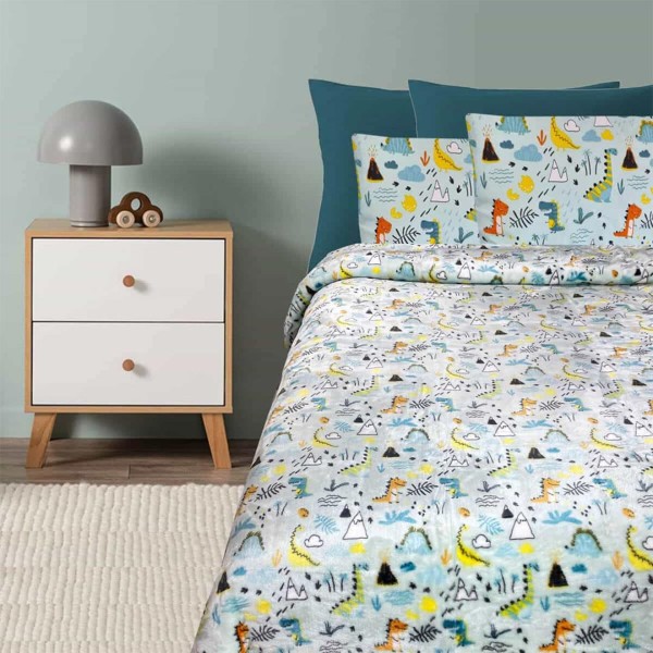 Παιδική Κουβέρτα Βελουτέ Μονή 160×220 Dino 