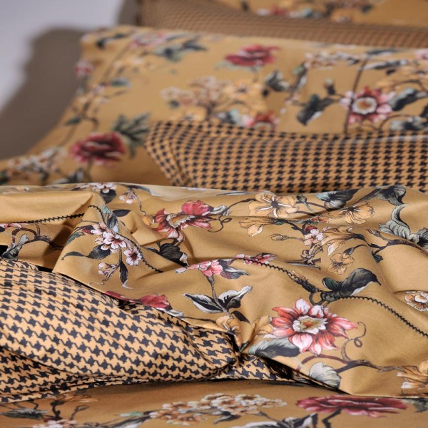 Σετ Σεντόνια Υπέρδιπλα Down Town Gold Flower 826