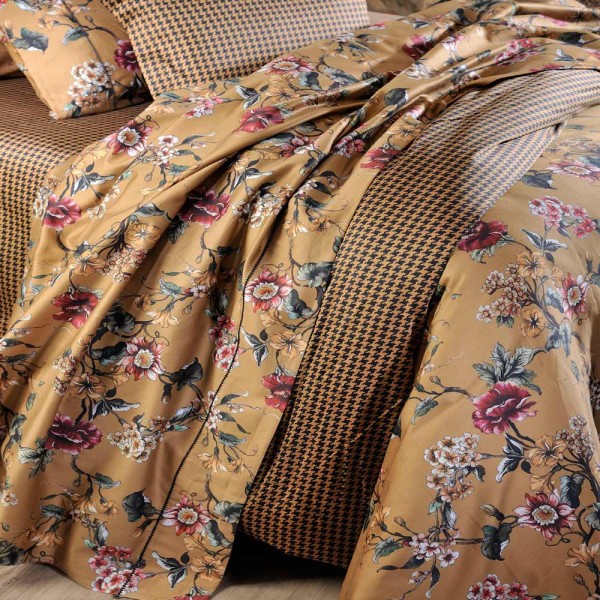 Σετ Σεντόνια Υπέρδιπλα Down Town Gold Flower 826