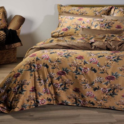 Σετ Σεντόνια Υπέρδιπλα Down Town Gold Flower 826