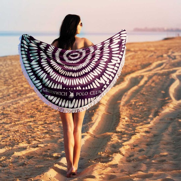 Στρογγυλή Πετσέτα Θαλάσσης Microfiber (Φ150) Greenwich Polo Club 3687 Purple