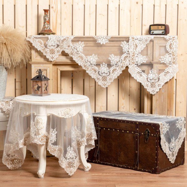 Σετ 5 τμχ με δαντέλα Liolios Home 15D157 Cappucino