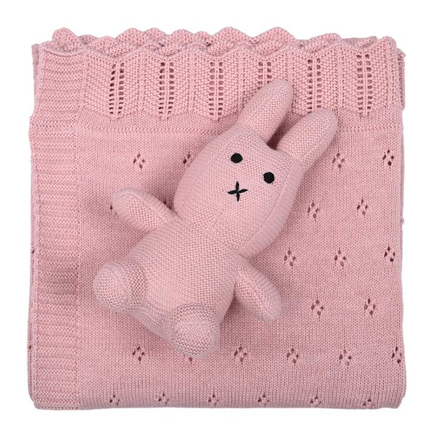 Κουβέρτα πλεκτή αγκαλιάς Liolios home Bunny Toy Pink