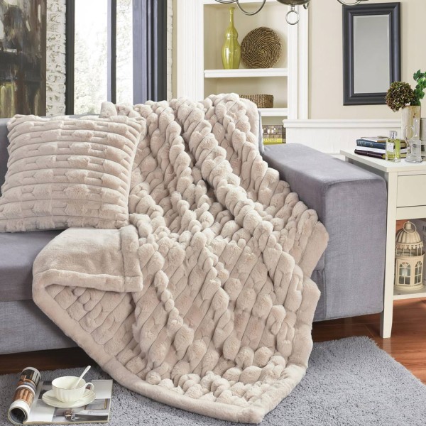 Κουβέρτα Καναπέ-Ριχτάρι Γούνινο 130x180 Liolios Boggi Lt Beige