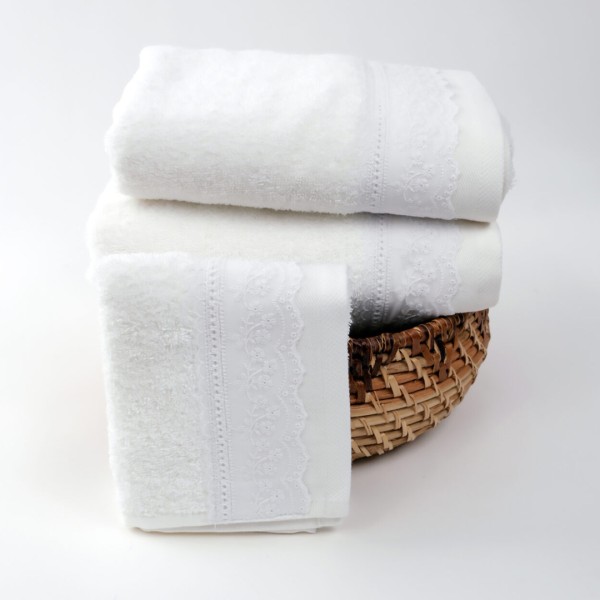 Πετσέτες μπάνιου 3 τμχ Liolios Home Fisto White