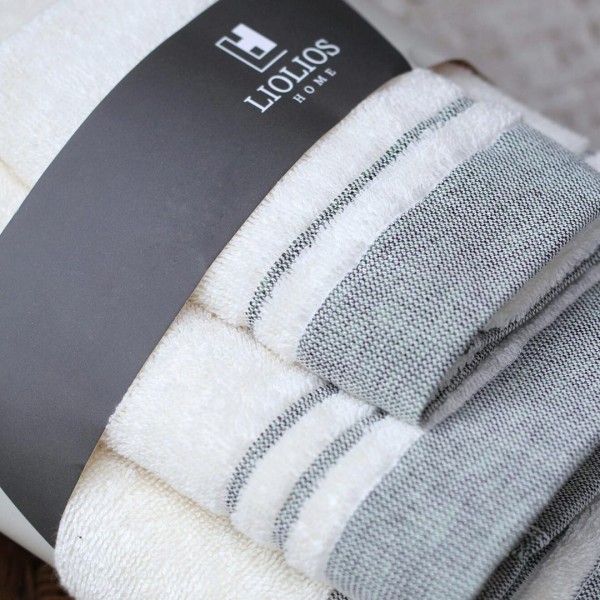 Πετσέτες μπάνιου 3 τμχ Liolios Home KITKAT Grey 