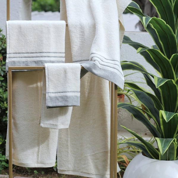 Πετσέτες μπάνιου 3 τμχ Liolios Home KITKAT Grey 