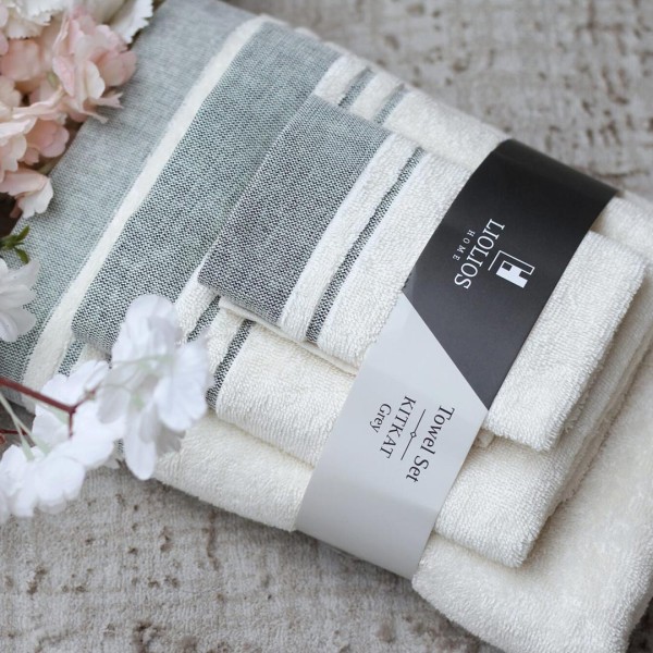 Πετσέτες μπάνιου 3 τμχ Liolios Home KITKAT Grey 