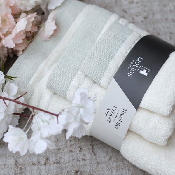 Πετσέτες μπάνιου 3 τμχ Liolios Home KITKAT Mint