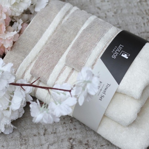 Πετσέτες μπάνιου 3 τμχ Liolios Home KITKAT Pudra