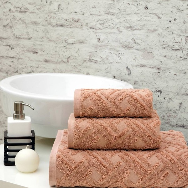 Πετσέτες μπάνιου 3 τμχ Liolios Home Milano Dusty Rose