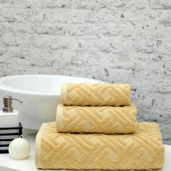 Πετσέτες μπάνιου 3 τμχ Liolios Home Milano Yellow