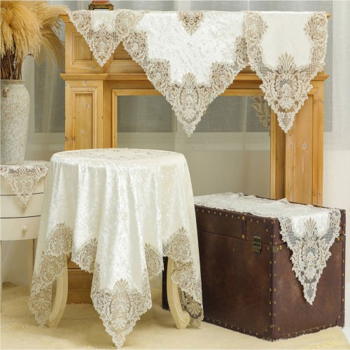 Σετ 5 τμχ ιβουάρ βελούδινο με δαντέλα PLS-TB031 128x128