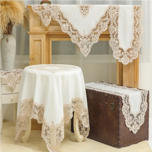 Σετ 5τμχ Λινό με Δαντέλα Lt coffee Liolios Home PLS-TB1102