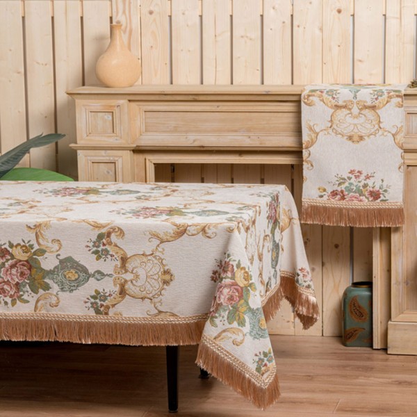 Τραπεζοκαρέ 140x140 Chenille Jacquard Liolios Home PLS-TB2210 Amphora