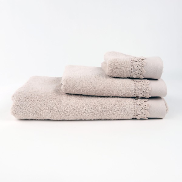 Πετσέτες μπάνιου 3 τμχ Liolios Home Small Flower Beige