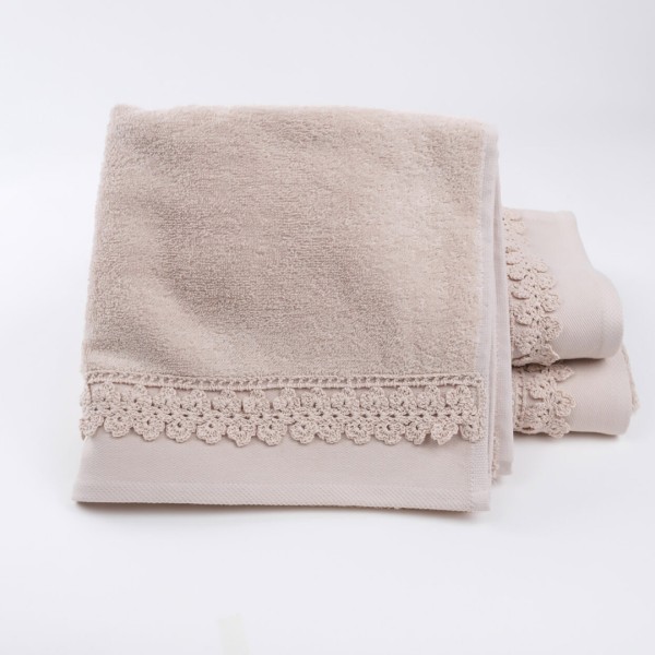 Πετσέτες μπάνιου 3 τμχ Liolios Home Small Flower Beige