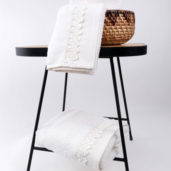Πετσέτες μπάνιου 3 τμχ Liolios Home Small Flower Cream