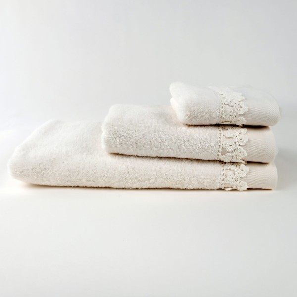 Πετσέτες μπάνιου 3 τμχ Liolios Home Small Flower Cream