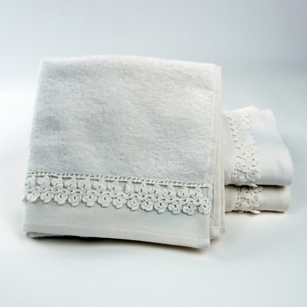 Πετσέτες μπάνιου 3 τμχ Liolios Home Small Flower Cream