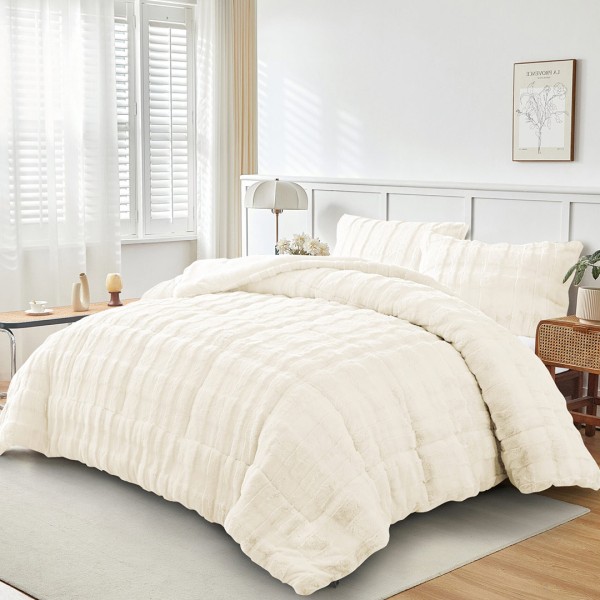 Κουβερτοπάπλωμα Γούνινο Rabbit Fur Υπέρδιπλο 220x240 Tokyo Cream