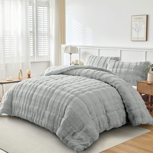 Κουβερτοπάπλωμα Γούνινο Rabbit Fur Υπέρδιπλο 220x240 Tokyo Lt Grey