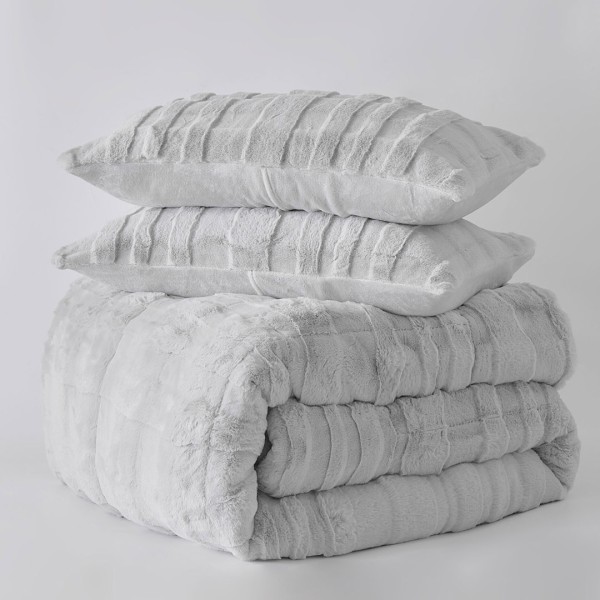 Κουβερτοπάπλωμα Γούνινο Rabbit Fur Υπέρδιπλο 220x240 Tokyo Lt Grey