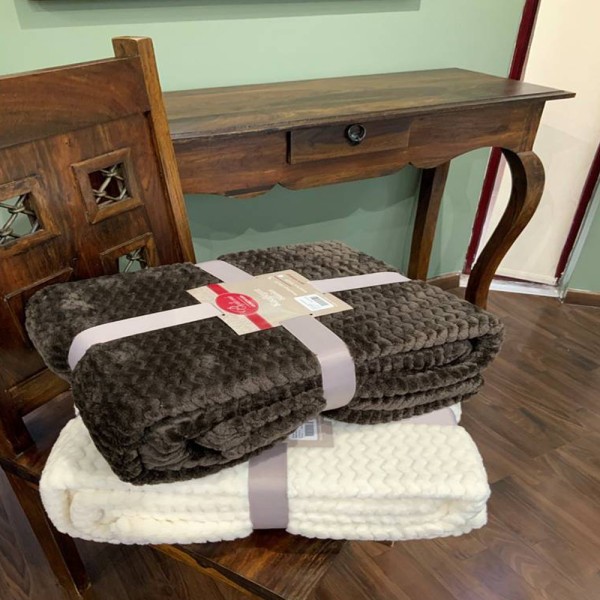 Κουβέρτα Βελουτέ Ημίδιπλη 160X220 ZIGZAG CREAM