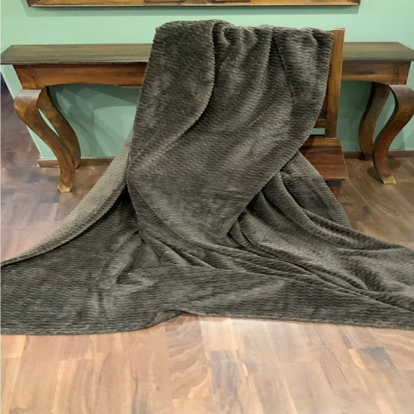 Κουβέρτα Βελουτέ Ημίδιπλη 160X220 ZIGZAG BROWN 