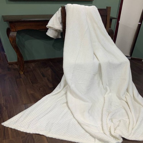 Κουβέρτα Βελουτέ Ημίδιπλη 160X220 ZIGZAG CREAM