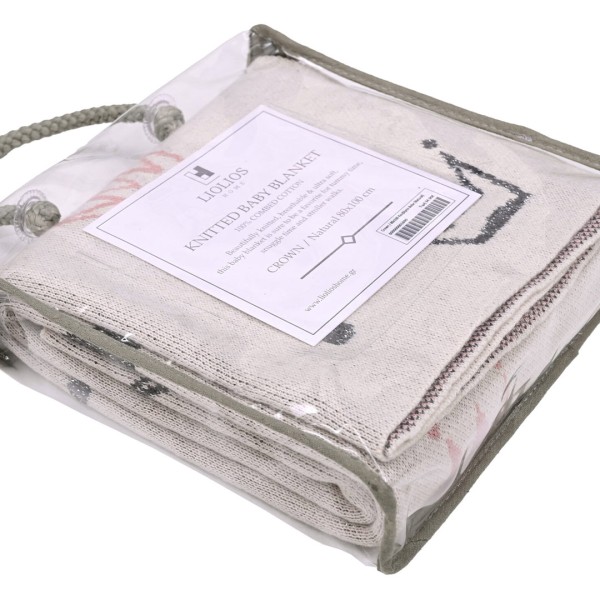 Κουβέρτα πλεκτή αγκαλιάς Liolios home Crown (natural)