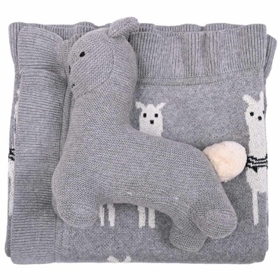 Κουβέρτα πλεκτή αγκαλιάς Liolios home Lama Toy Grey