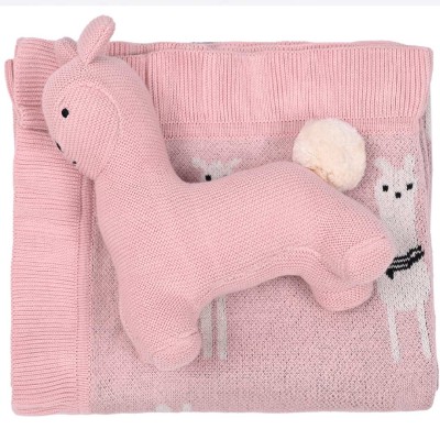 Κουβέρτα πλεκτή αγκαλιάς Liolios home Lama Toy Pink