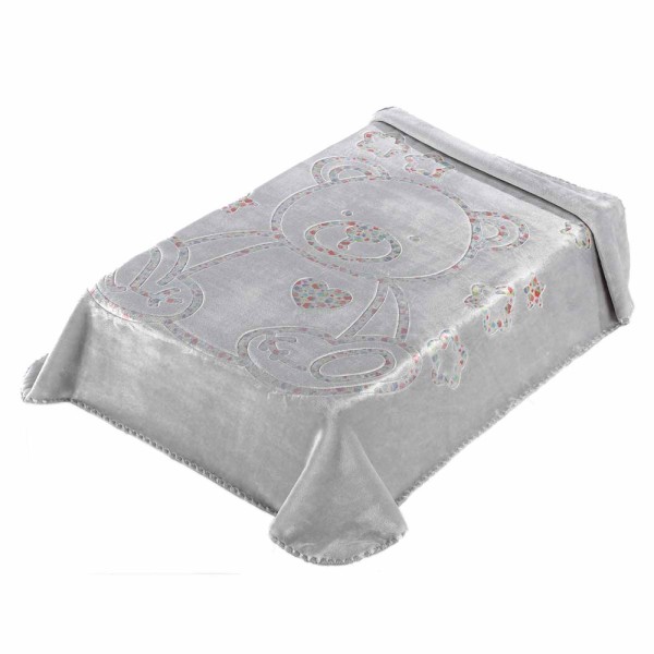 Κουβέρτα Βελουτέ Κούνιας 110x140 Morven 3D Art Baby I04 Γκρι