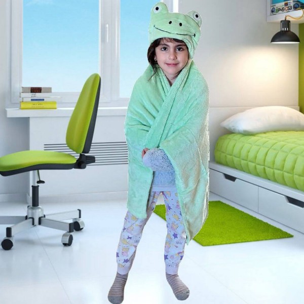 Κουβέρτα Fleece Με Κουκούλα (125x80) Morven Βατραχάκι 2148