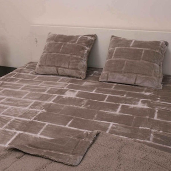 Κουβέρτα Βελουτέ με Γούνα Sherpa Υπέρδιπλη 220X240 Morven Bari 1911 Beige