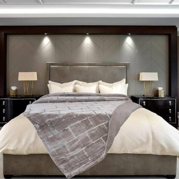 Κουβέρτα Βελουτέ με Γούνα Sherpa Υπέρδιπλη 220X240 Morven Bari 1911 Beige