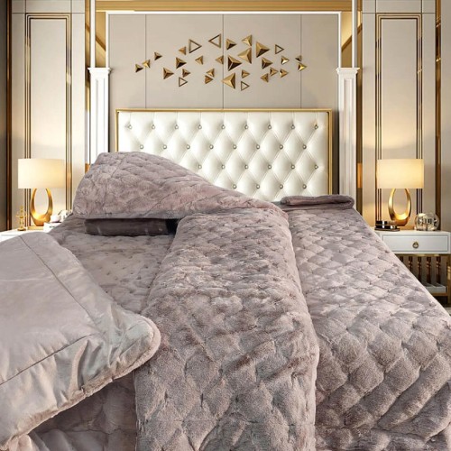 Κουβερτοπάπλωμα Γούνινο Υπέρδιπλο 220X240 Morven Lyon 1910 Μπεζ