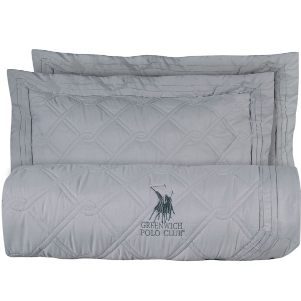 Κουβερλί Υπέρδιπλο (Σετ 220x240) Greenwich Polo Club 3D Solid 2163 Grey