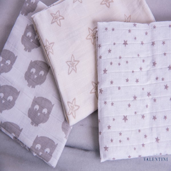 Μουσελίνες/Πάνες αγκαλιάς σετ 3 τμχ Bimbipirulos 70x80 Surtido Gris 