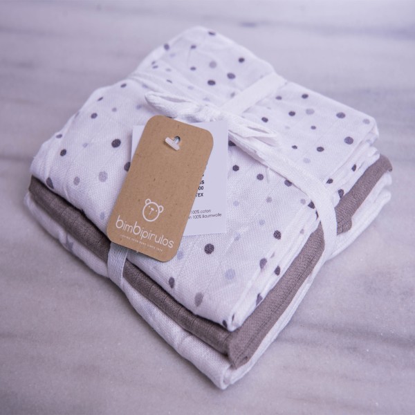 Μουσελίνες/Πάνες αγκαλιάς σετ 3 τμχ 70x80 Bimbipirulos Gris
