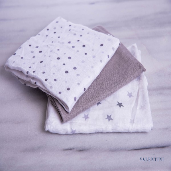 Μουσελίνες/Πάνες αγκαλιάς σετ 3 τμχ 70x80 Bimbipirulos Gris