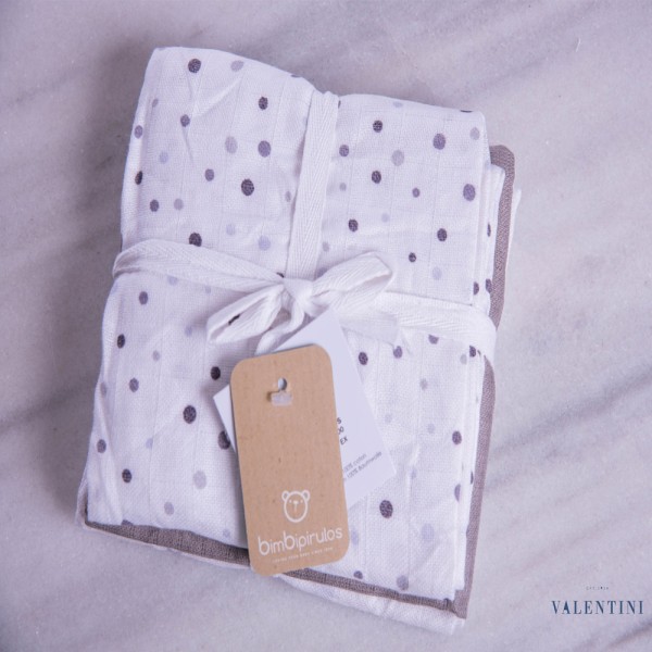 Μουσελίνες/Πάνες αγκαλιάς σετ 3 τμχ 70x80 Bimbipirulos Gris