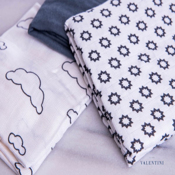 Μουσελίνες/Πάνες αγκαλιάς σετ 3 τμχ Bimbipirulos 70x80 Surtido Gris 