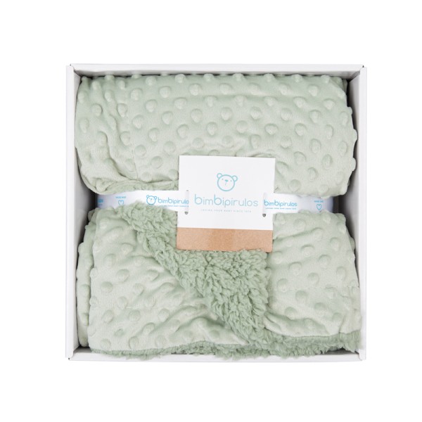 Κουβέρτα βελουτέ αγκαλιάς bimbipirulos dots sherpa menta