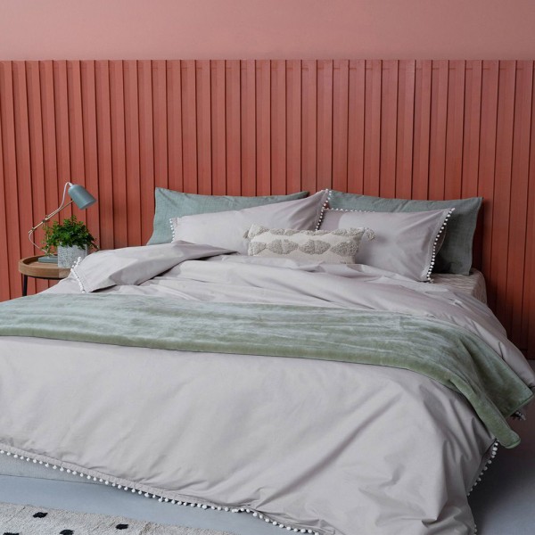 Σετ παπλωματοθήκη υπέρδιπλη Palamaiki Pon-Pon Fog